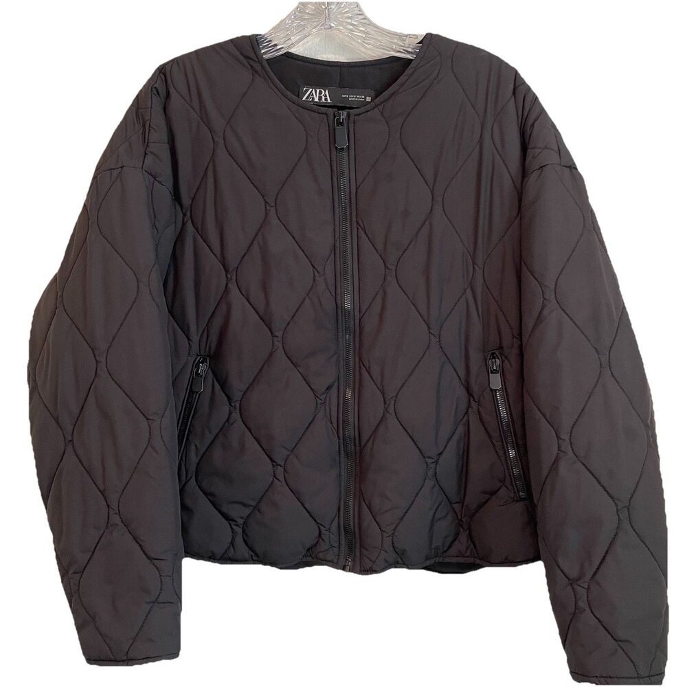Zara Quilted Puffer Jacket in Black